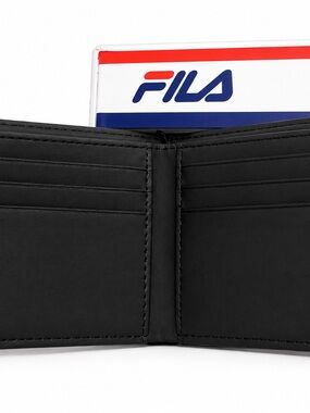 Fila Black Men's Leather Card Wallet with Multiple Slots